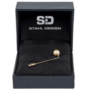 Alternative view of Epingle à lavallière doré - perle blanche