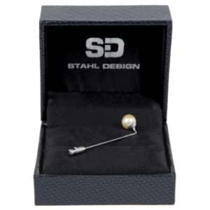 Alternative view of Epingle à lavallière rhodium - perle blanche