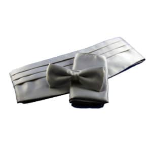 Coffret ceinture, pochette et nœud Gris