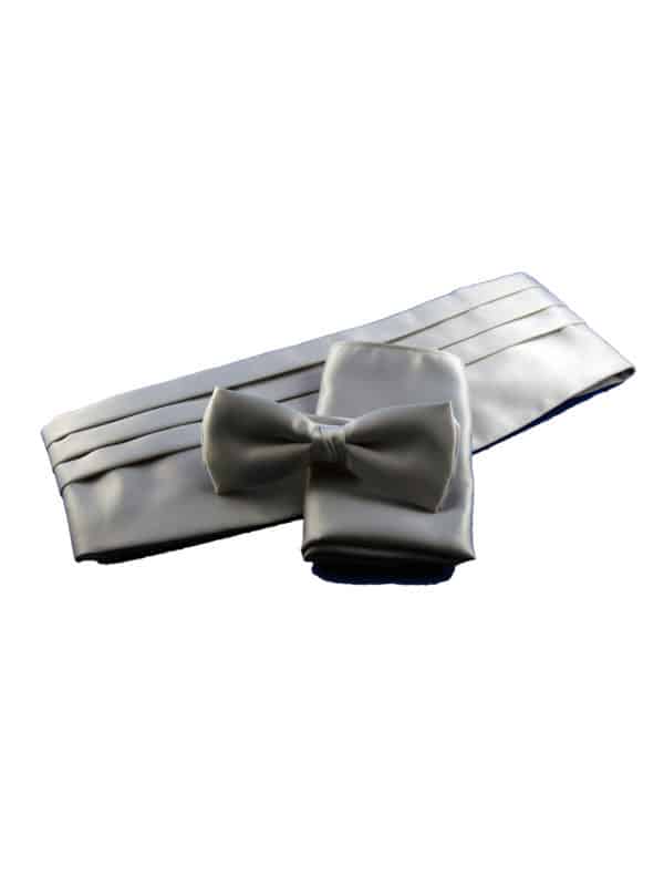 Coffret ceinture, pochette et nœud Gris