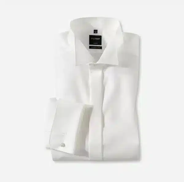 CHEMISE COUPE CLASSIQUE - IVOIRE - COL CASSE - LONGUES MANCHES