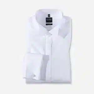 CHEMISE COUPE AJUSTEE - BLANCHE - COL CASSE - LONGUES MANCHES