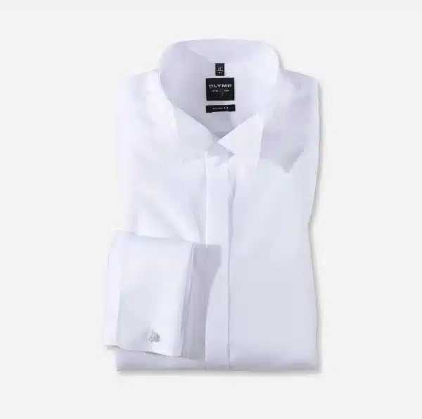 CHEMISE COUPE AJUSTEE - BLANCHE - COL CASSE - LONGUES MANCHES